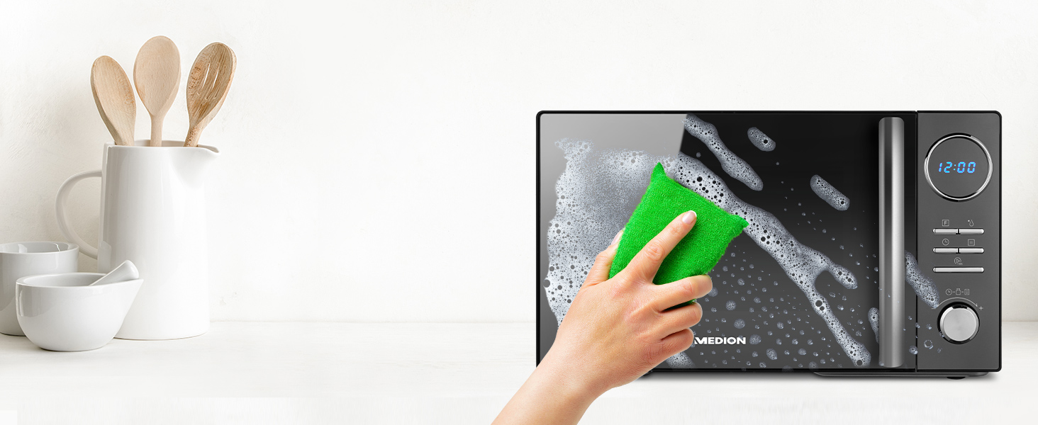 Мікрохвильова піч MEDION 3 в 1 з грилем та конвекцією (23 л, 900 Вт, 10 автопрограм, чорна) MD11493