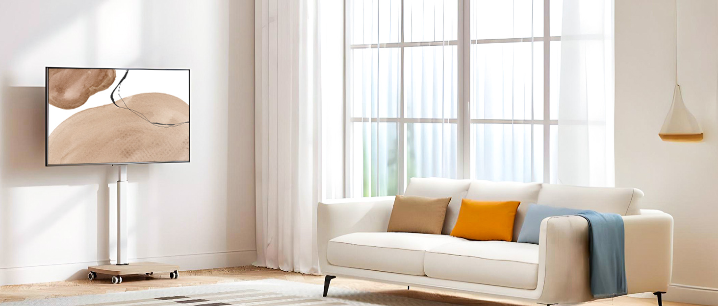 Стійка для телевізора мобільна на колесах 32-65 дюймів з поличкою з дерева, регульована по висоті, чорний/вінтажний коричневий, VESA 400x400, до 40 кг