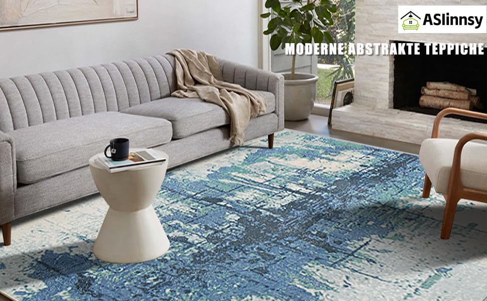 Килим з коротким ворсом для вітальні: абстрактний дизайн, великий, м'який, неслизький, сірий, 120x160 см, 200x300 см, блакитний