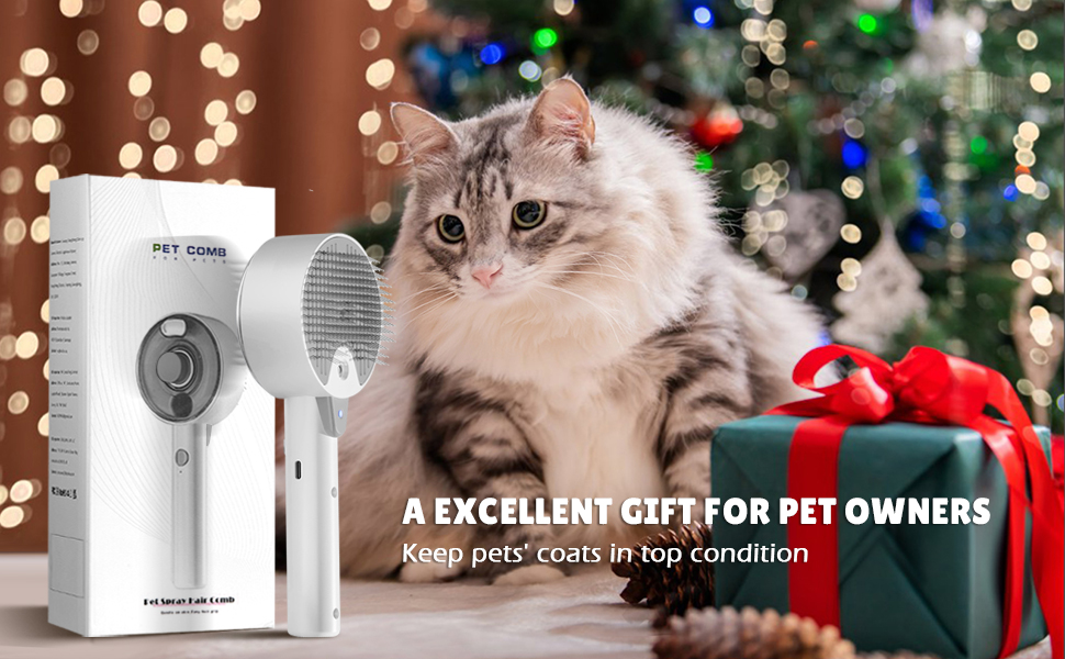 Бурштук для котів з парою 4-в-1, для видалення шерсті, для котів та собак (білий, сірий)