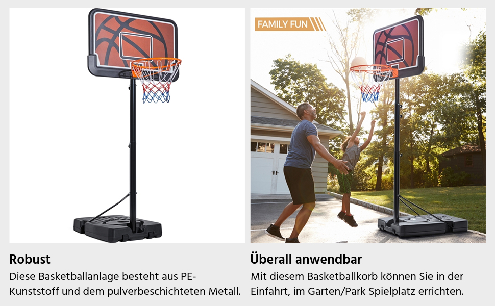 Yaheetech Adjustable Height Basketball Stand - Mobile Basketball System for Indoor/Outdoor Use - Water/Sand Fillable Hoop