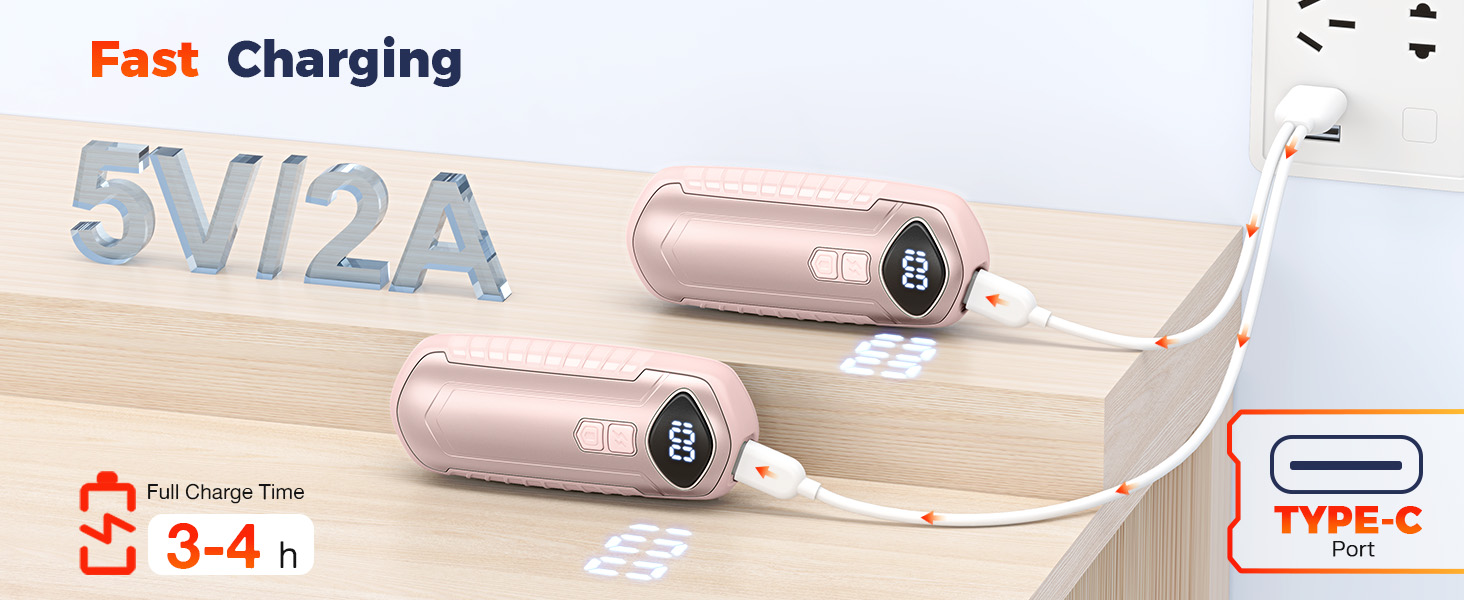 Електричні грілки для рук 2 шт. - перезаряджувані, портативні, 6000mAh, рожеві