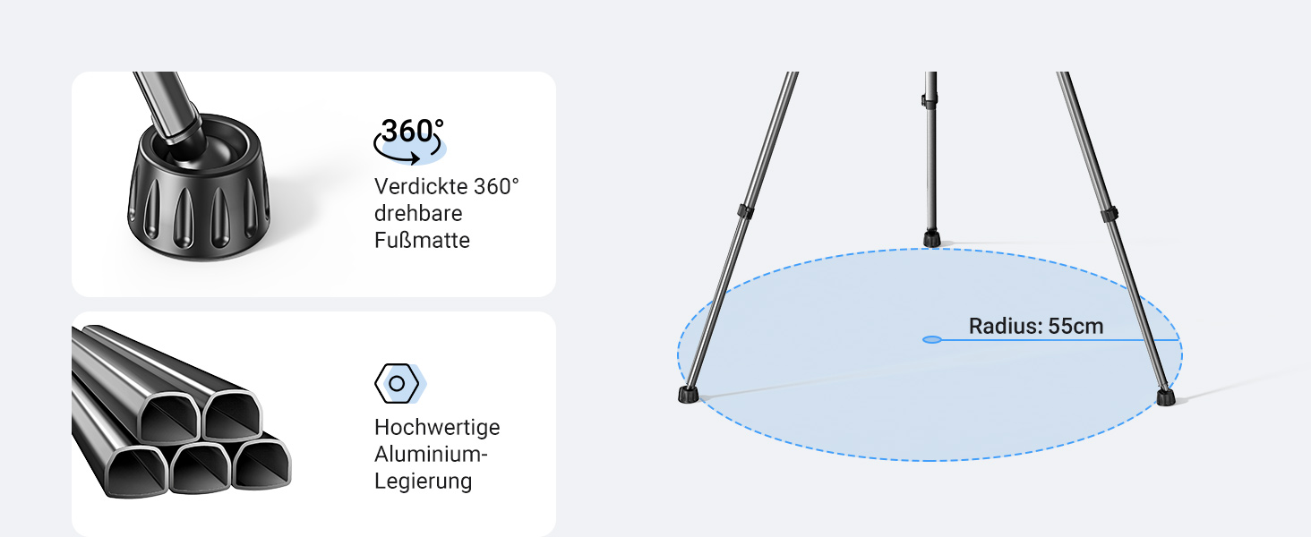 Штатив для камери UGREEN 53.5-175 см, легкий та портативний, з тримачем для смартфона та чохлом для DSLR, Canon, Nikon, Action Camera