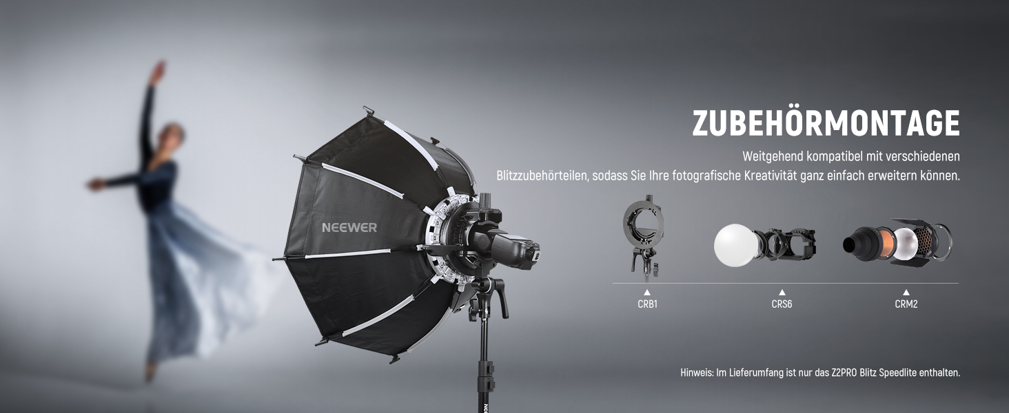 NEEWER Z2-N: Світловий проблиск Speedlite 2.4G TTL для Nikon з моделюючою лампою, швидким перемикачем TCM, HSS 1/8000s, акумулятор 2600mAh