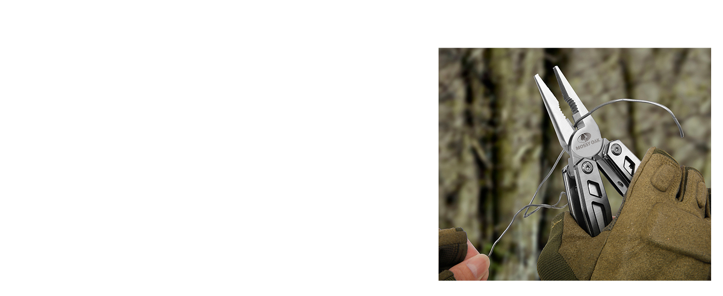 Mossy Oak 21-in-1 Multi-Tool - Stainless Steel Pocket Knife & Multi-Function Tool for Camping, Hiking & Repair - Includes Pouch