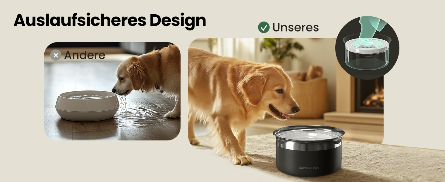 Нержавійна миска для води для собак Gardner Pet, 3,85 л, без розбризкування, для великих собак, чорна