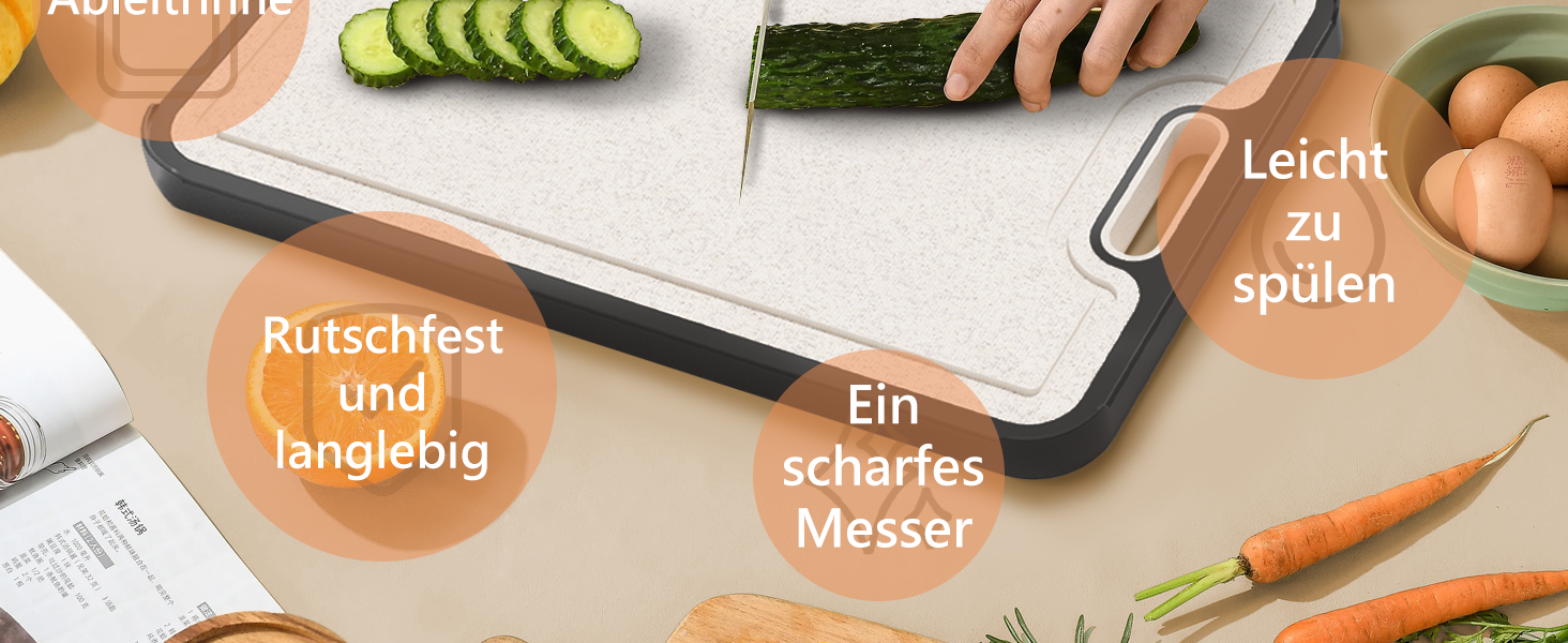 Нінджер Двостороння кухонна дошка для нарізання з нержавіючої сталі 304 та PP, для м'яса, овочів та хліба, легко миється, з ножем (38 × 27 см)