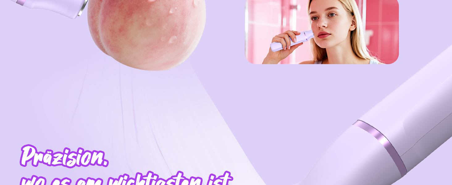 Електричний жіночий тример 3-в-1 для тіла та інтимної зони з LED-дисплеєм, USB-зарядка, IPX7, фіолетовий