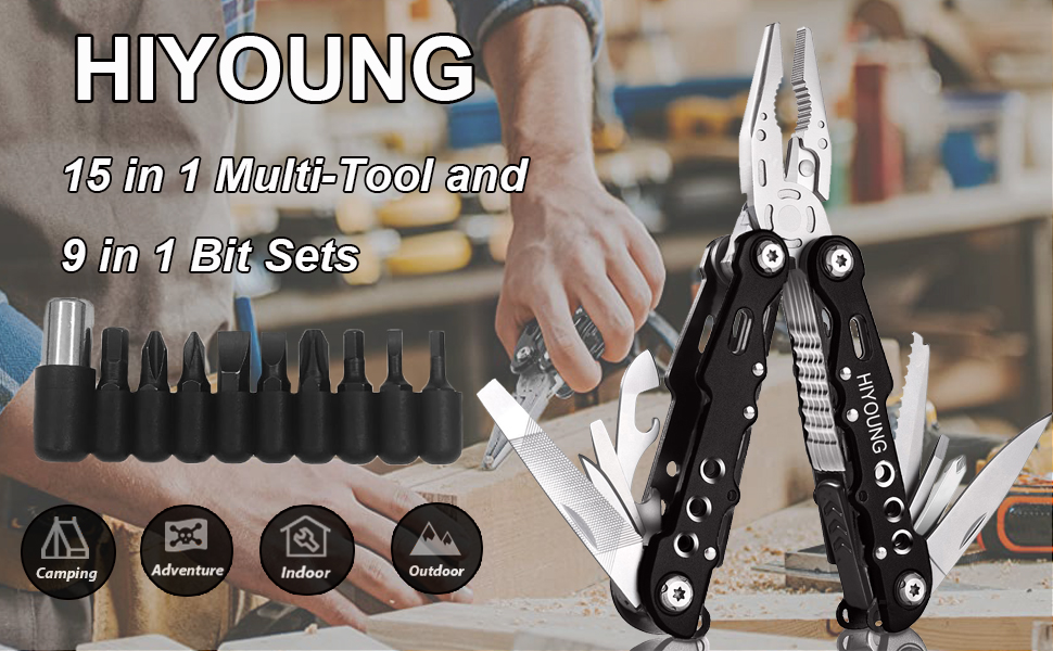 Мультитул з нержавіючої сталі 24-в-1, багатофункціональний інструмент для кемпінгу та ремонту, чорний