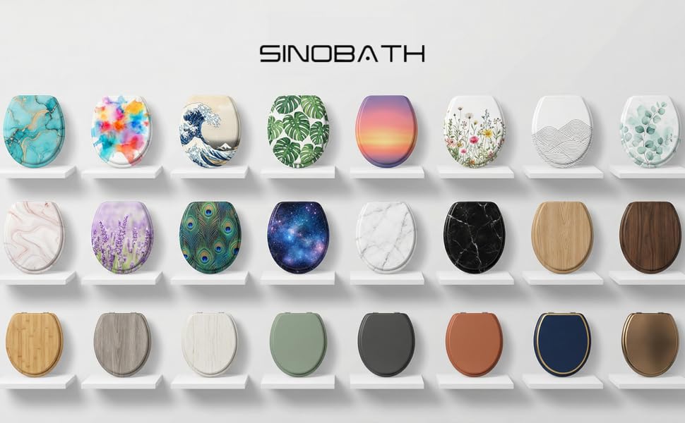 Сидіння для унітаза SINOBATH з мікроліфтом (м'яке закриття), бамбукова дерев'яна кришка преміум-якості