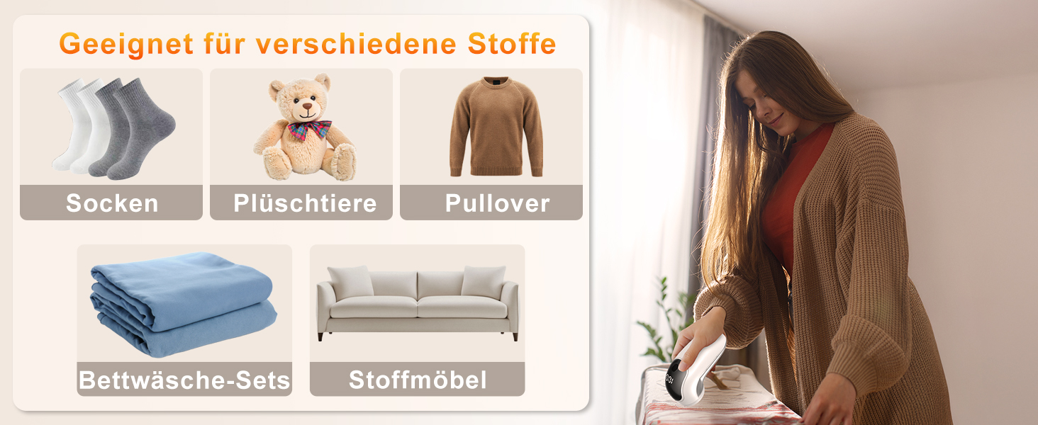 Електричний видалення ворсу для одягу, меблів та текстилю - портативний бездротовий пристрій з LED-дисплеєм та 3 рівнями налаштування