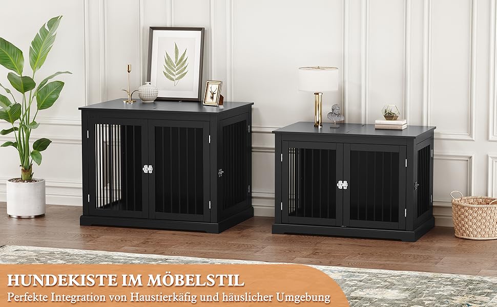 Будка для собак у дім, клітка-меблі з подушкою, затишний вольєр для собак, собачий будиночок, клітки для великих собак, меблева бутка з відкидним верхом, білий (L) (чорний*2)