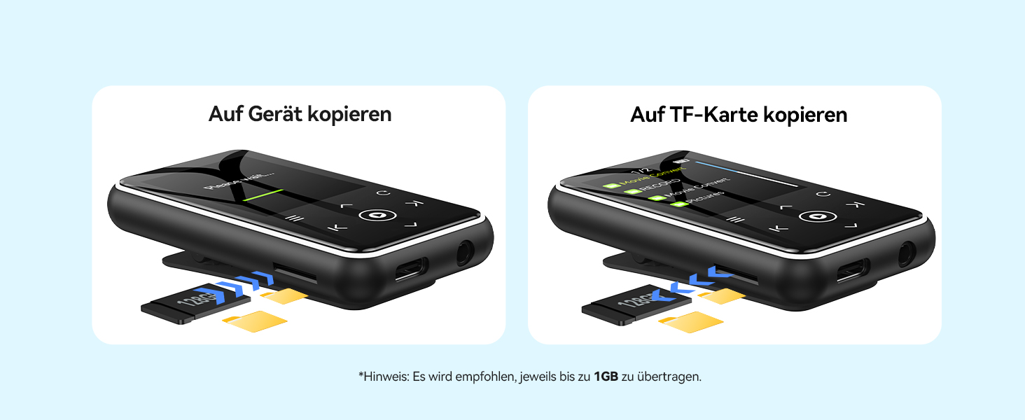 MP3 плеєр AGPTEK 64GB з кліпсою для спорту, Bluetooth 5.3, 1.8