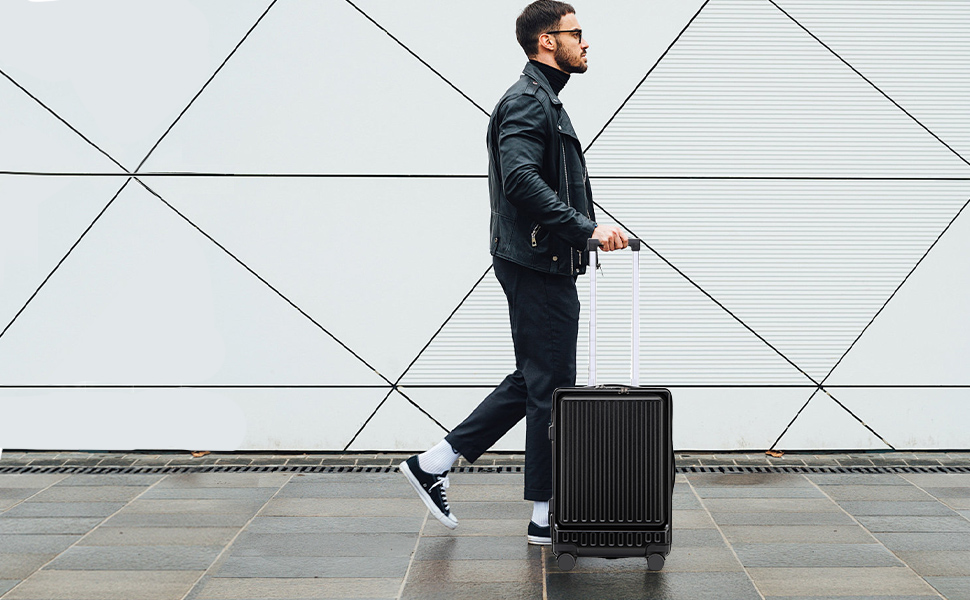 Чемодан ручної поклажі TANTOMI з відділенням для ноутбука, 20 дюймів, жорсткий корпус, легкий ABS-валіз, валіза з 4 колесами на 360°, TSA-замок (світло-темно зелений, 41л)