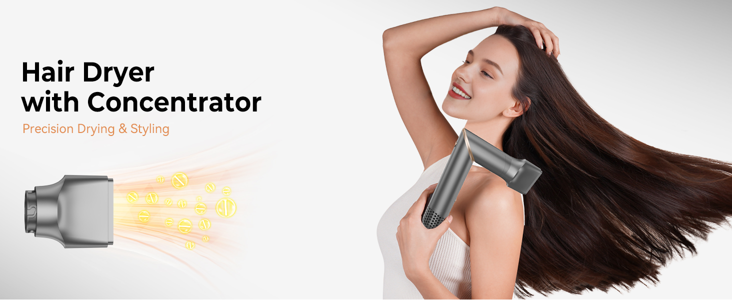 OKWRAP Hairstyler 5 в 1: Набір для укладки волосся з феном, іонізацією, автоматичною завивкою, плойкою та випрямлячем. (Сірий)