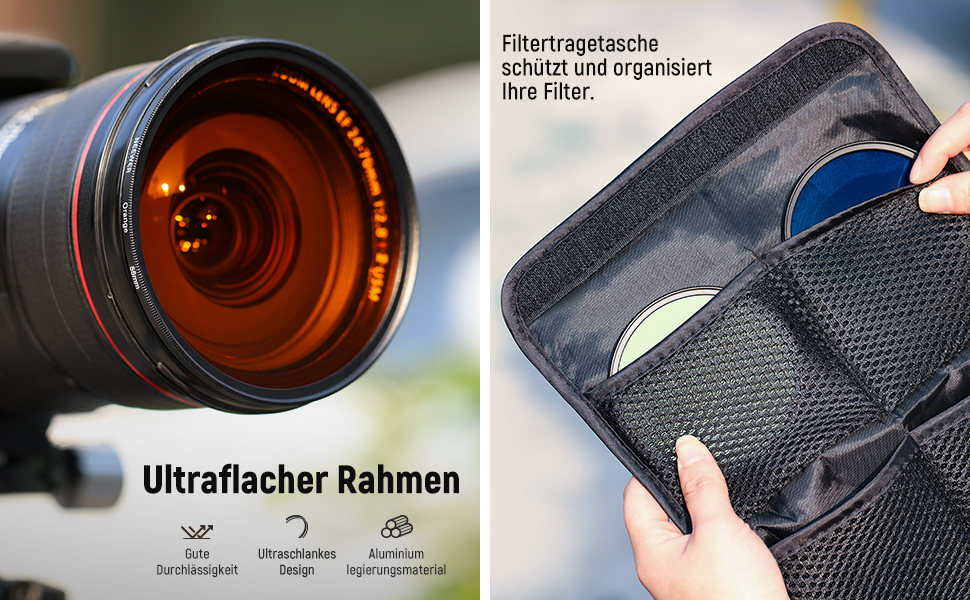 Набір фільтрів об'єктива NEEWER 9 шт. (55mm) з кольорового скла: червоний, оранжевий, синій, жовтий, зелений, коричневий, фіолетовий, рожевий, сірий