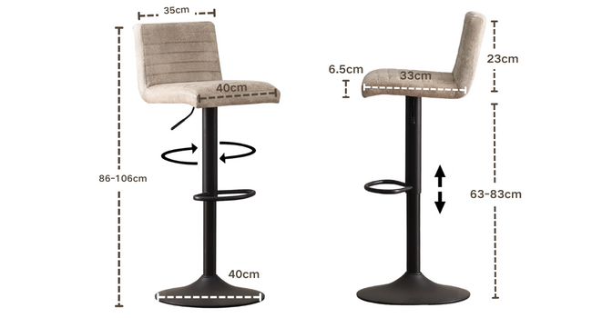 JYMTOM Adjustable Bar Stools Set - Velvet Upholstered Swivel Counter Stools for Bar, Kitchen, Bistro, Cafe & Dining Room (Set of 4, Beige)
