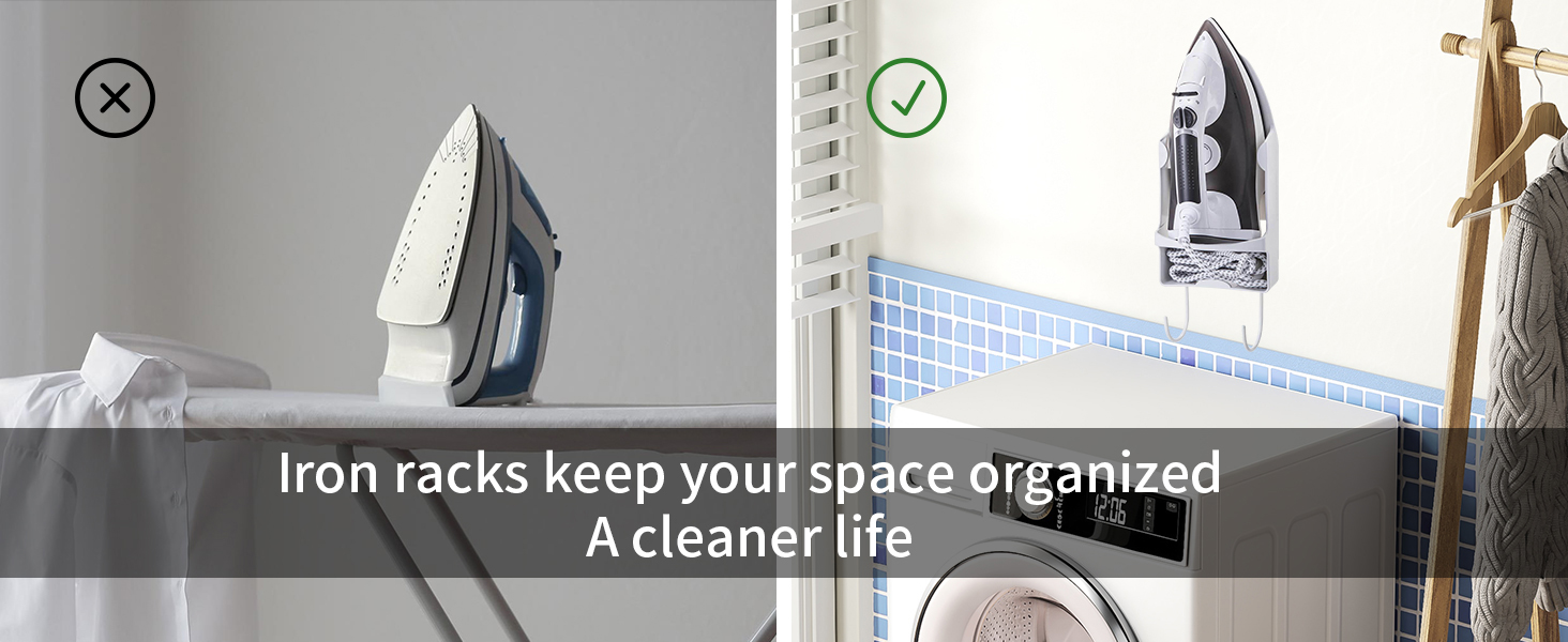 Підставка для праски Topyond на стіну, з гачками, стійка до нагрівання, для дому та готелів, аксесуар для електричного прасувального столу (біла)