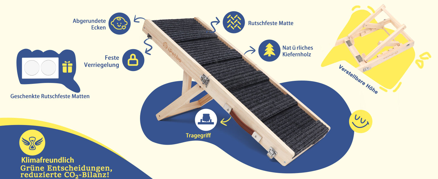 Східці для собак на ліжко та диван – щадні до суглобів, антиковзні, складні, регульовані, портативні, до 16 кг/20 кг