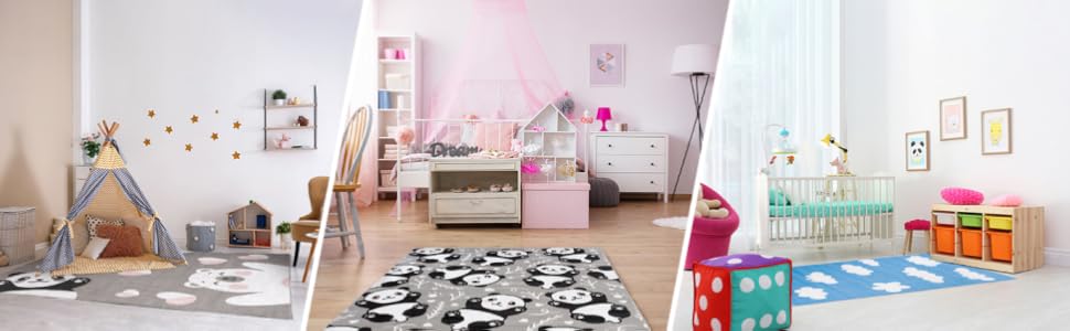 Дитячий килим TAPISO Emma, рожевий, 140x200 см, з антиковзким покриттям, принт, ÖKO-TEX, машинне прання 30°C