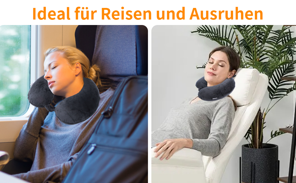 Подушка для шиї, 100% Memory Foam, U-подібна, чорна - для подорожей, авто, дому, офісу