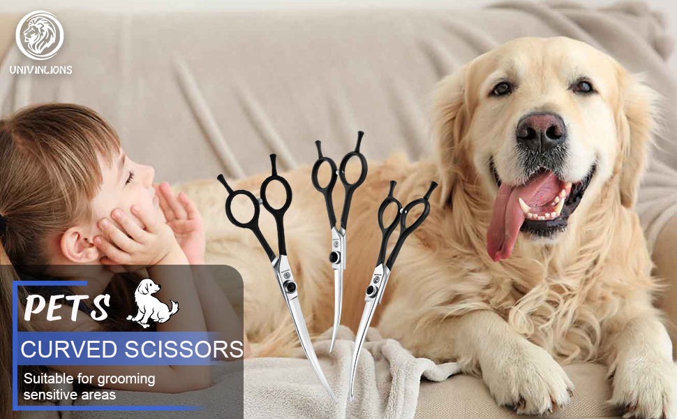 Ножиці для собак Dream Reach 6,5 дюйма, професійні, з нержавіючої сталі 440C, вигнуті, у подарунковій коробці