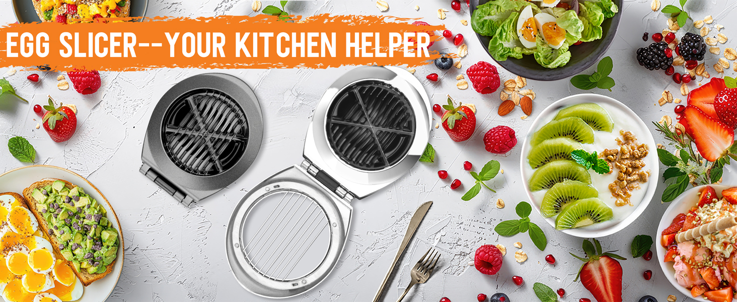 Ніж для яєць BIBURY з нержавіючої сталі 2-в-1, професійний слайсер для яєць, грибів, м'яких фруктів (безпечний для миття у посудомийній машині)