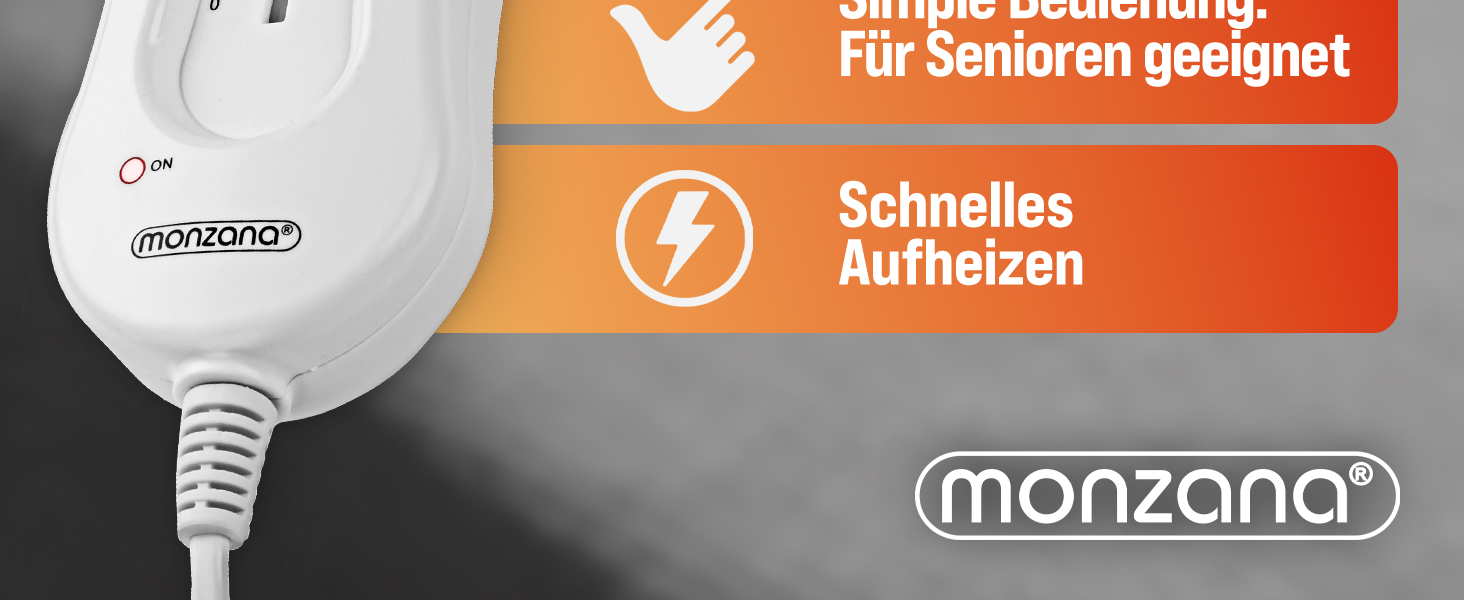 Електрична ковдра Monzana® 150x80 см, 3 режими нагріву, 60 Вт, біла, з захистом від перегріву, придатна для прання