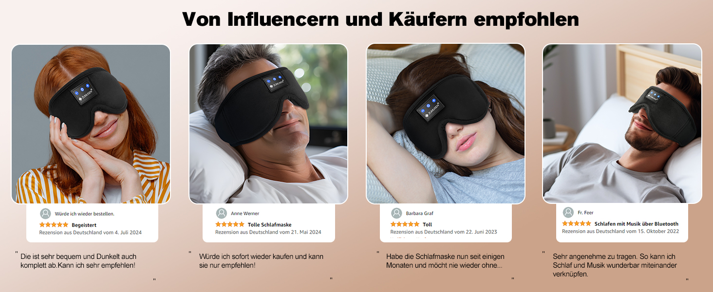 Маска для сну ZUMUSEN з навушниками Bluetooth V5.4, 3D маска для сну, повна світлонепроникність, регульована, для відпочинку, медитації, подорожей (Чорний)