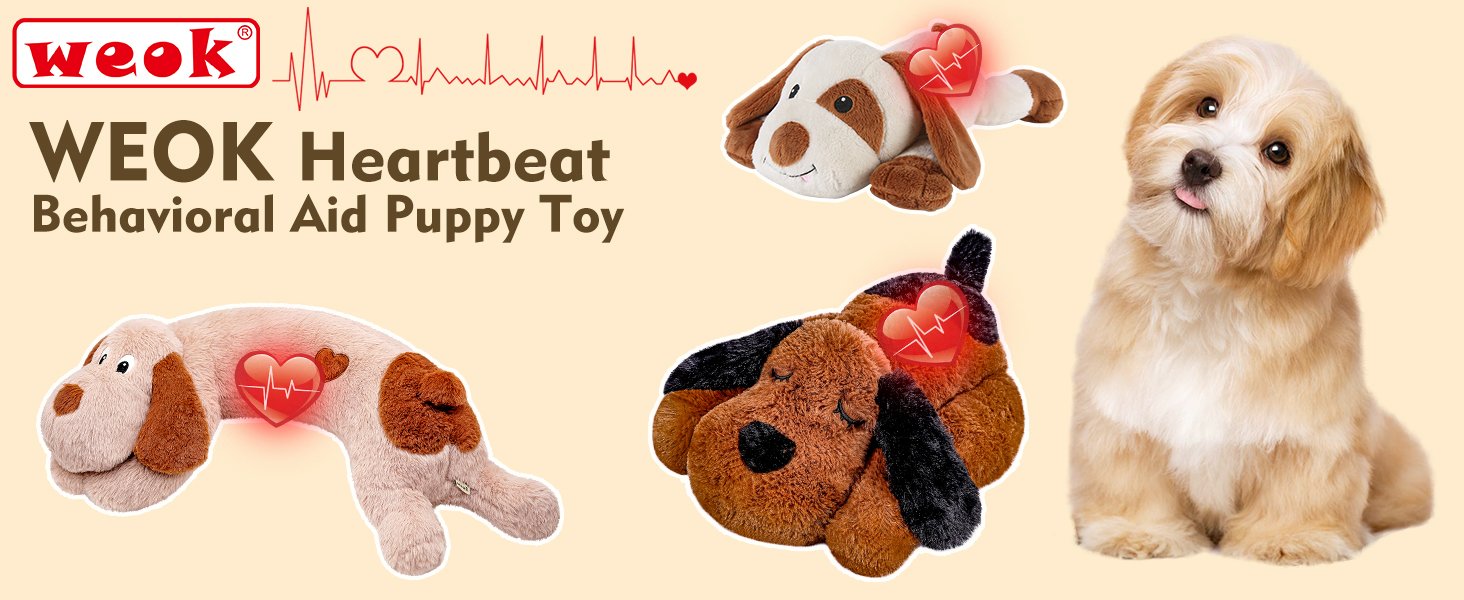 Heartbeat Puppy Plush Dog Toy, Puppy Heartbeat Stuffed Animal for Dogs Anxiety Relief Behavior Aid Toy, Heartbeat Plush Toys for Dogs (dark brown)