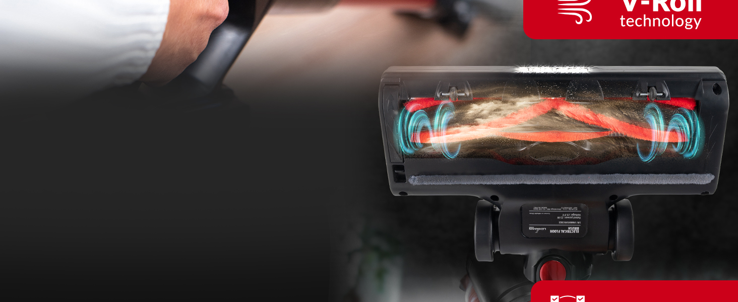 Акумуляторний пилосос LEHMANN 3-в-1: бездротовий, з HEPA-фільтром, LED-щіткою, для прибирання шерсті тварин, килимів та авто. Час роботи: 45 хв, об'єм контейнера: 1,8 л.