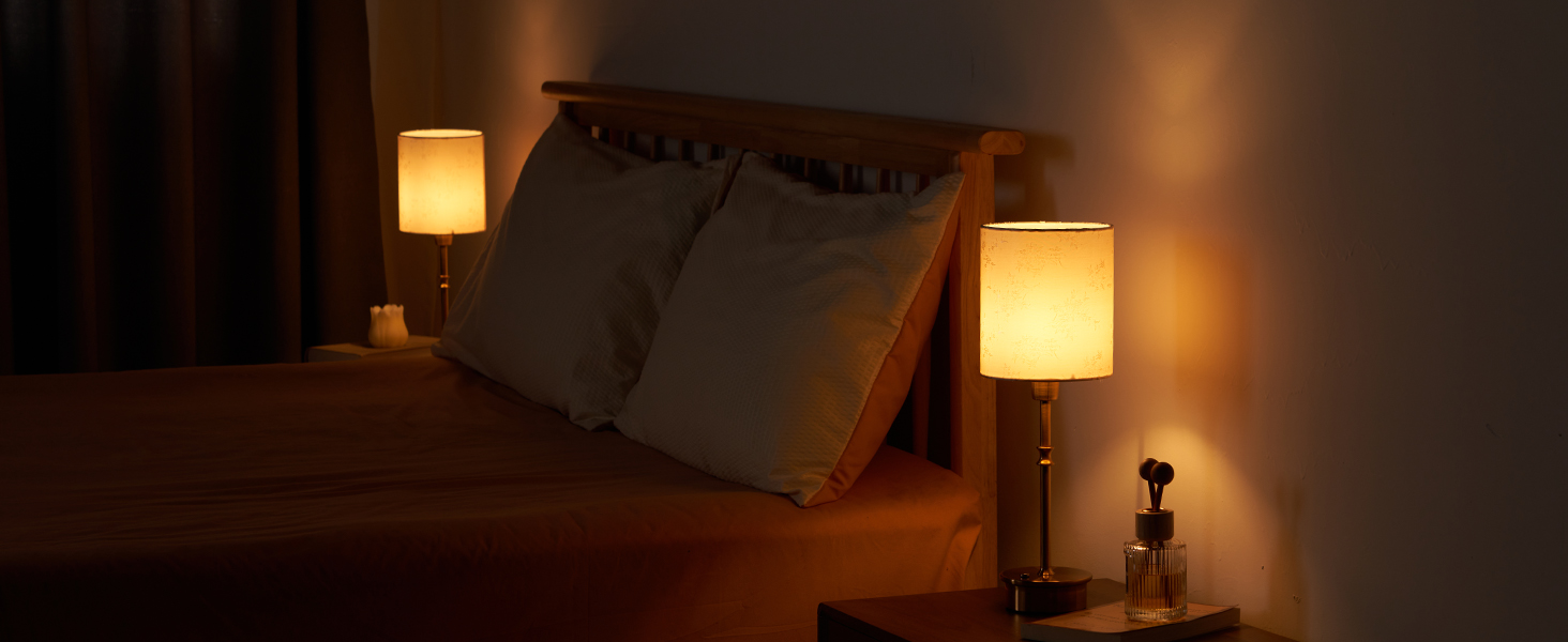 OCEST Настільна лампа на акумуляторі, сенсорне керування, регульована яскравість, для дому, кухні, тераси, їдальні (античне латунь-льон), плафон з шовку 41,5 см