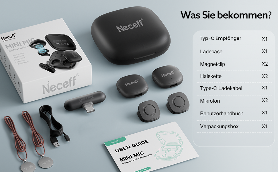 Бездротовий петличний мікрофон USB-C для iPhone 15/16/17 та Android смартфонів: 48kHz/24Bit, Plug-and-Play, 32 години роботи, шумозаглушення, чорний