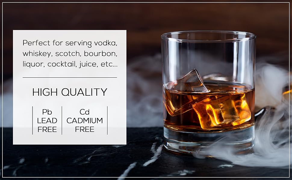 Склянки CRYSTALIA Premium Whiskey, набір 6 шт, 305 мл, без свинцю. Склянки для віскі, коктейлів, бурбону, скотчу, коньяку, ірландського віскі. Набір склянок для бару.
