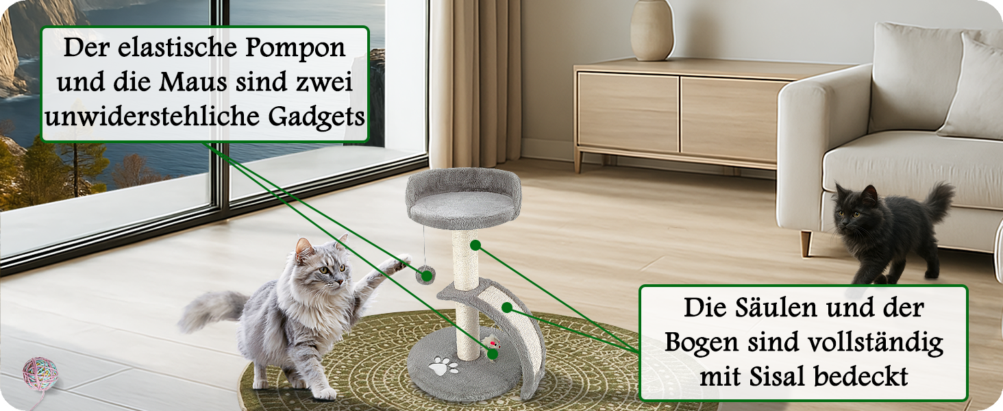 Дерево-кіт Beltom® Kratzbaum 54 см. Рожево-біле (сіре) - ігровий комплекс для котів