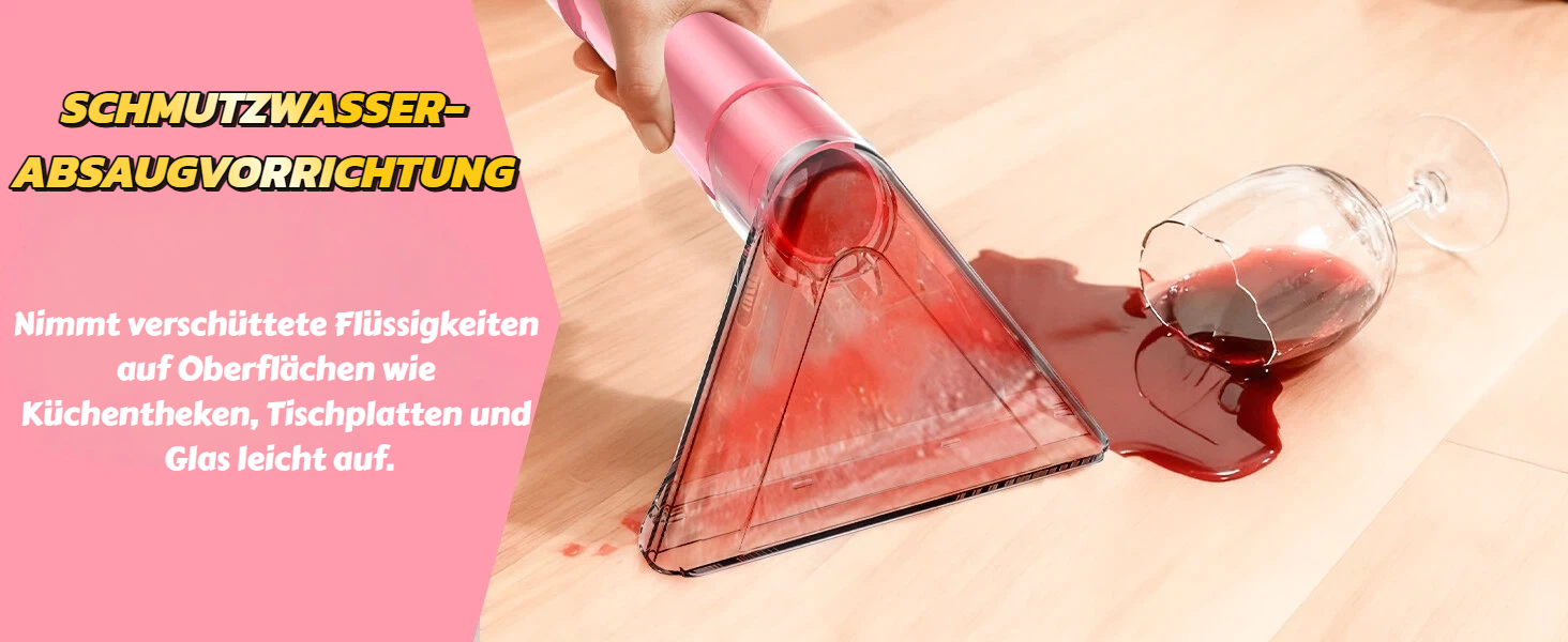 Портативний мийник для м'яких меблів 600W, 16Kpa, з розчином 500мл та 5 насадками. Для диванів, килимів, авто та сходин. Легкий та компактний, рожевий колір