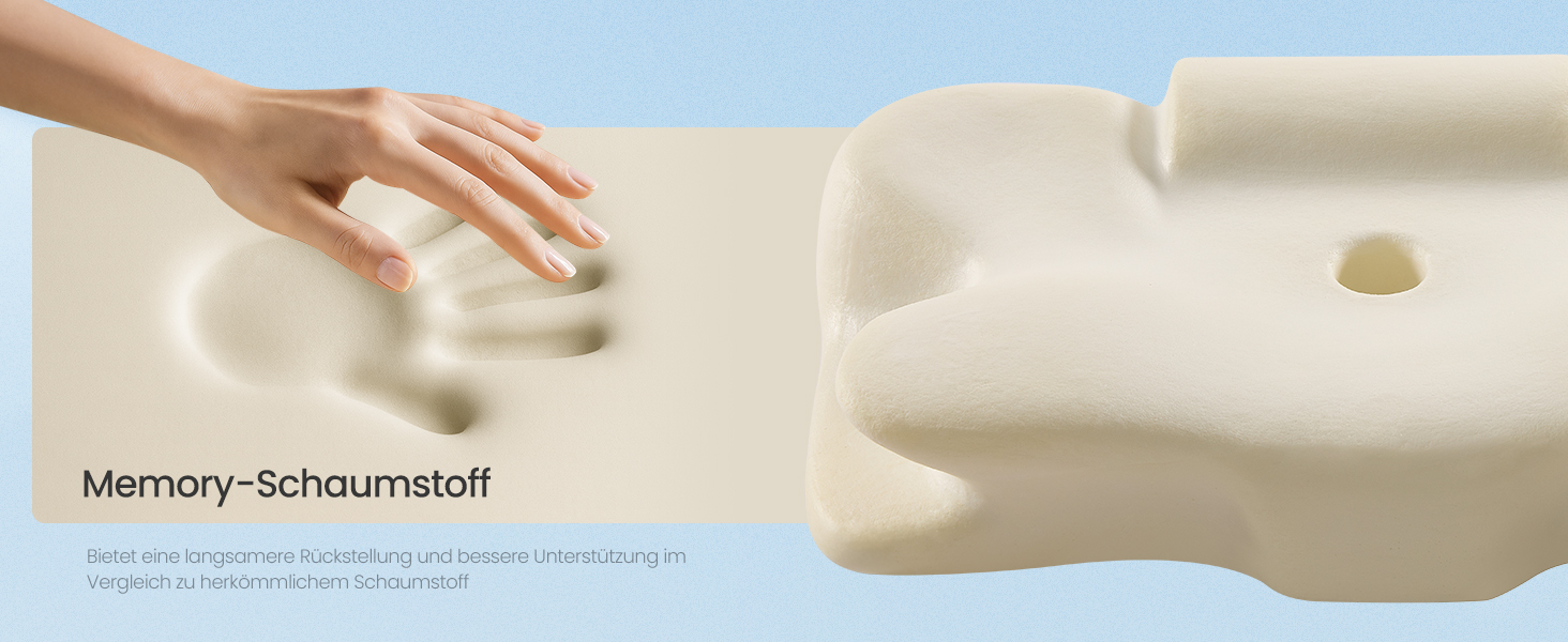 Подушка SONGMICS ергономічна з Memory Foam, регульована висота, для сну на боці, спині та животі, колір: блакитно-білий (TBP051GZ02)