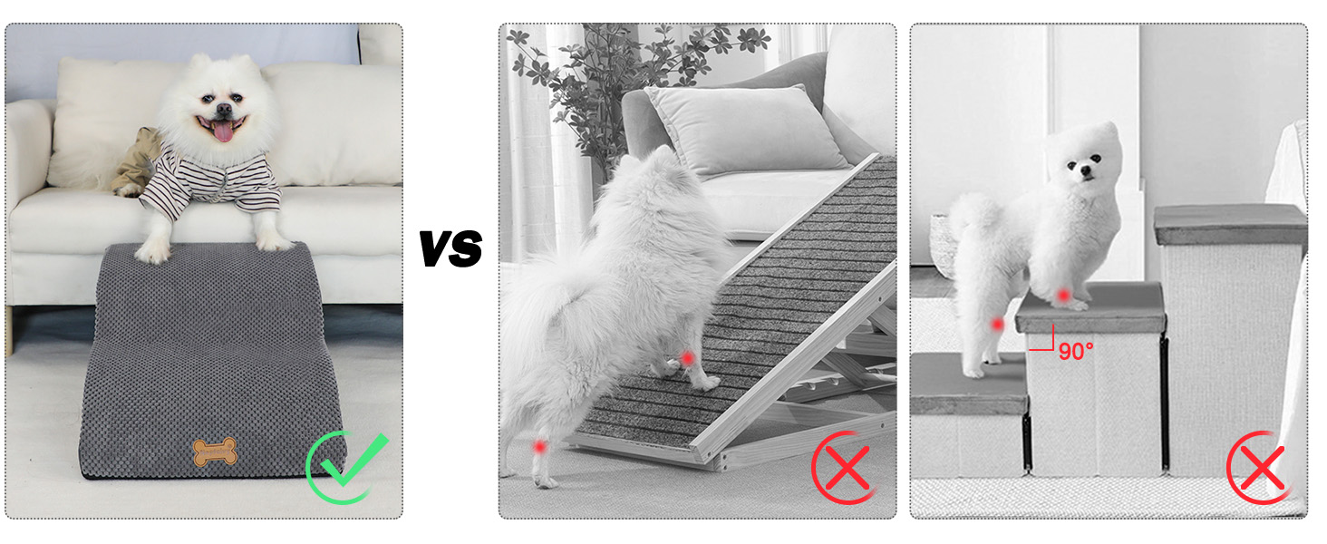 Non-slip dog stairs for small dogs, 2-step, pet stairs for bed and sofa made of high-density sponge, dog stairs/ramp with removable, washable cover and non-slip bottom, 55x40x30cm