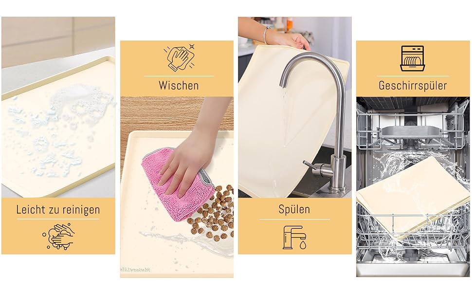 Підкладка під миску для котів та собак MateeyLife, силіконова, 56x36 см, бежева, нековзна, вологостійка