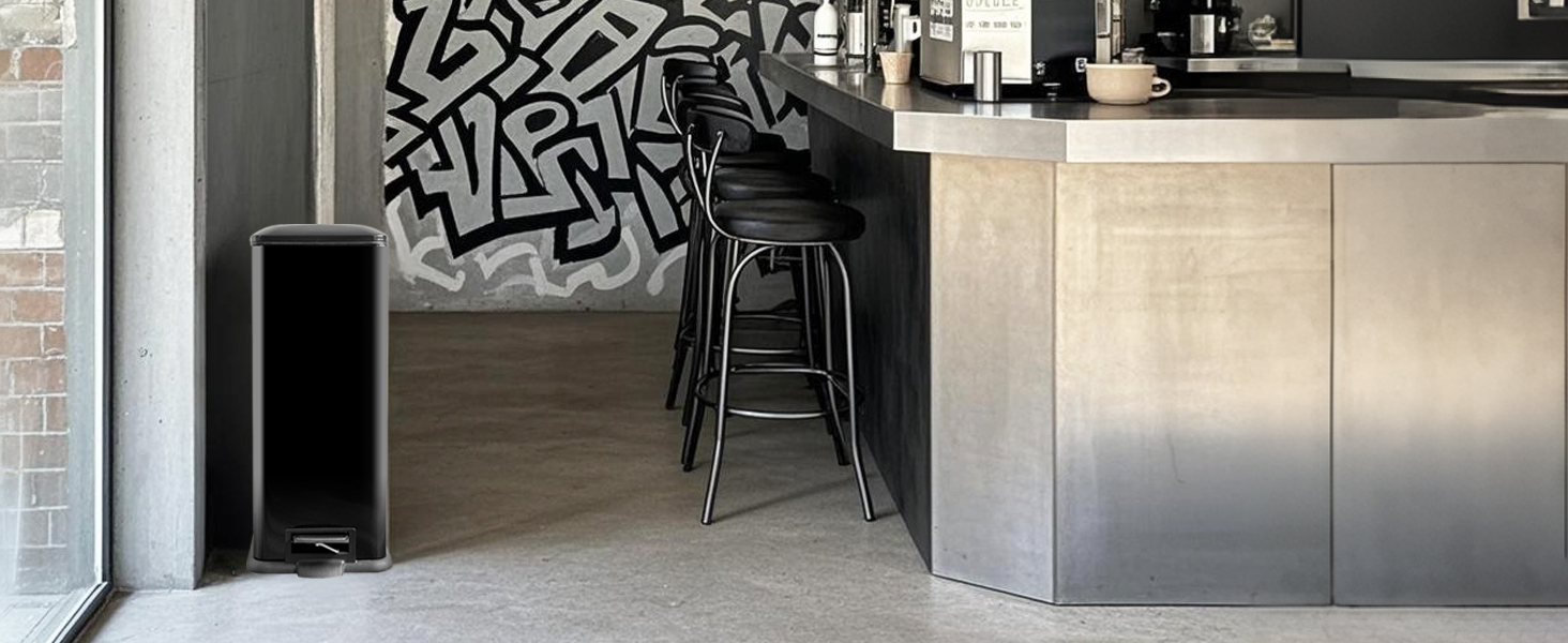 Сміттєвий бак для кухні 30 літрів, вузький, з м'яким закриттям, з педаллю, зелений