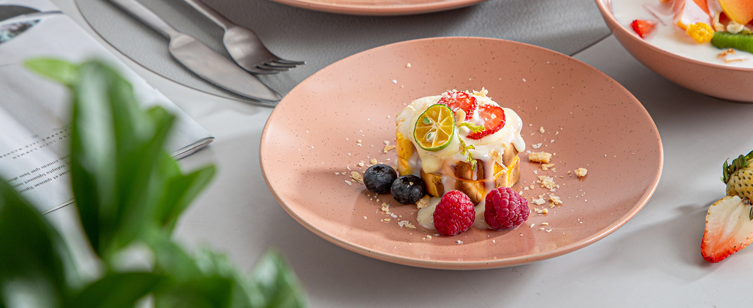 Набір посуду Vancasso SABINE 32 елементи, кераміка, на 8 осіб, тарілки для їжі, десерту, пасти та суп, сучасний сервіз з візерунком