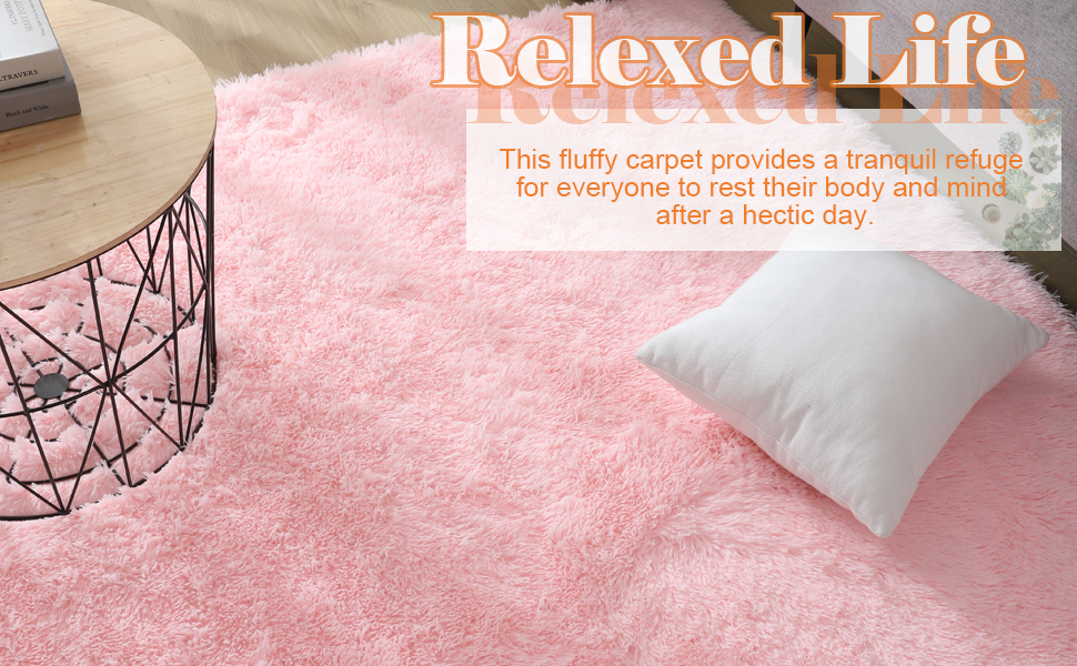 Килимок для вітальні Gsogcax 120x160 см, пухнастий, з антиковзаючим покриттям, рожевий, для дому
