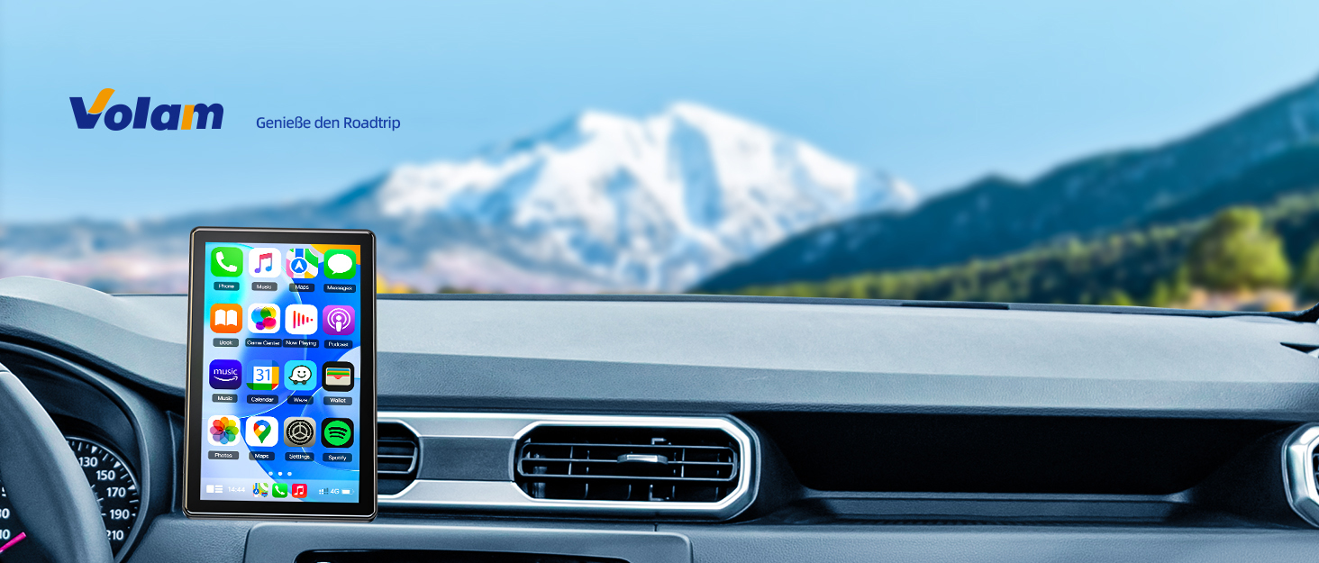 Volam Бездротовий CarPlay/Android Auto дисплей 7 дюймів, сенсорний екран, Mirror Link, навігація, музика, Siri, Google Асистент, Bluetooth 5.0, AUX, FM