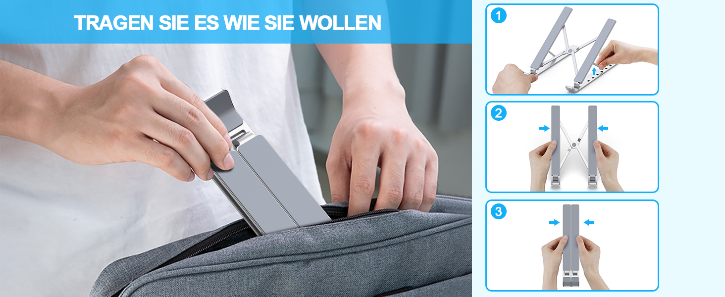 Підставка для ноутбука Babacom, 5-рівнева, алюміній, регульована висота, вентиляція, сумісна з MacBook Pro Air та іншими ноутбуками 10-15.6”