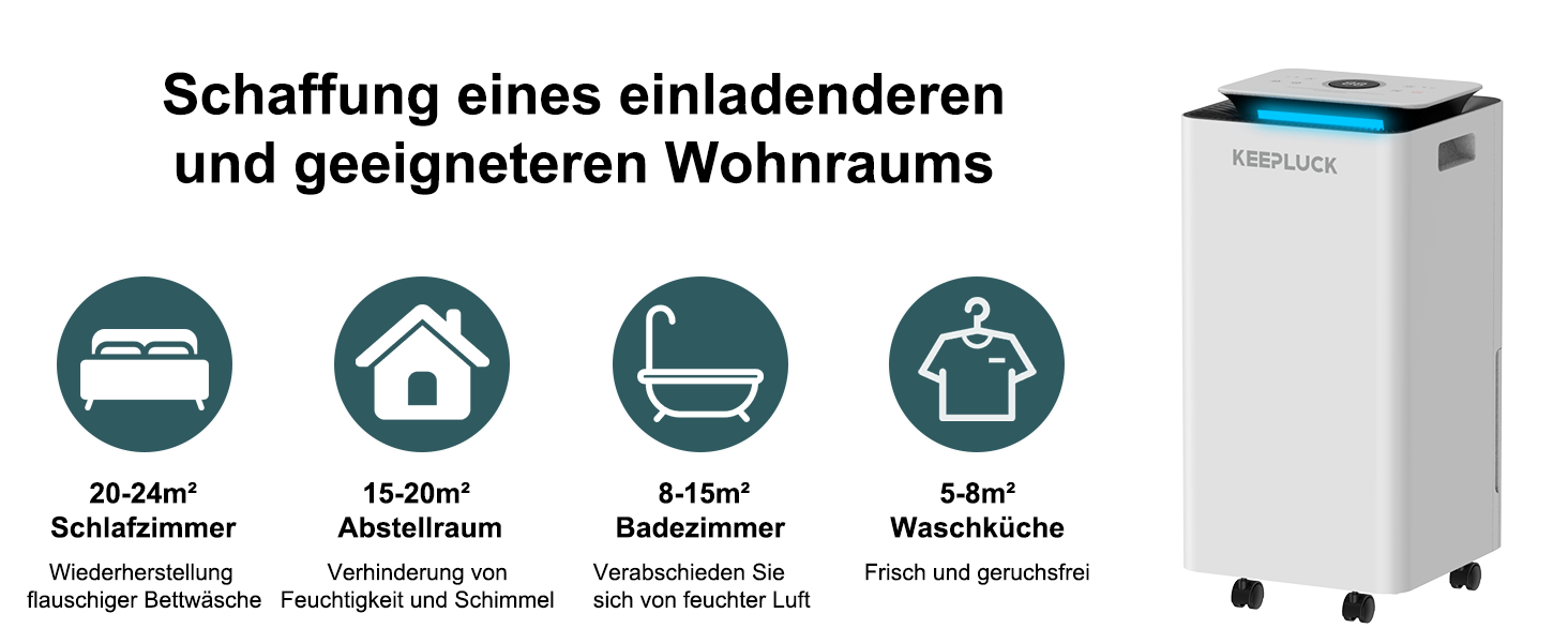 Зволожувач повітря 12L/24H для ванної кімнати та кімнати, 18-24м², білий (FDD12)