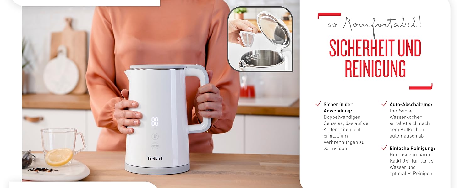 Електричний чайник Tefal Includeo KI5338, 1.5 л, 2400 Вт, білий — з протиковзаючою ручкою та знімним фільтром