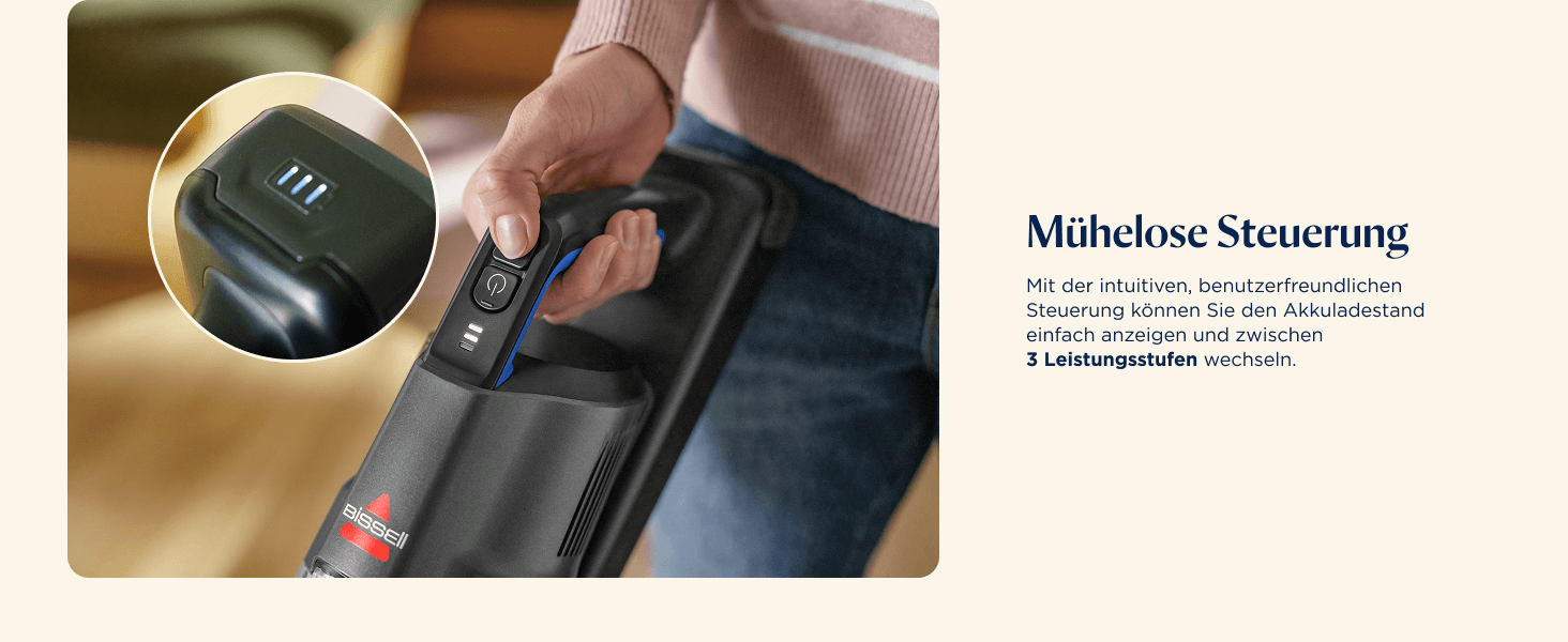 Бездротовий пилосос Bissell PowerClean FurGuard з акумулятором, 280W, самоочисна щітка, світло FurFinder, HEPA-фільтр, акумулятор 2500 mAh, час роботи 50 хв, щітка FurGuard 4091N для видалення шерсті тварин