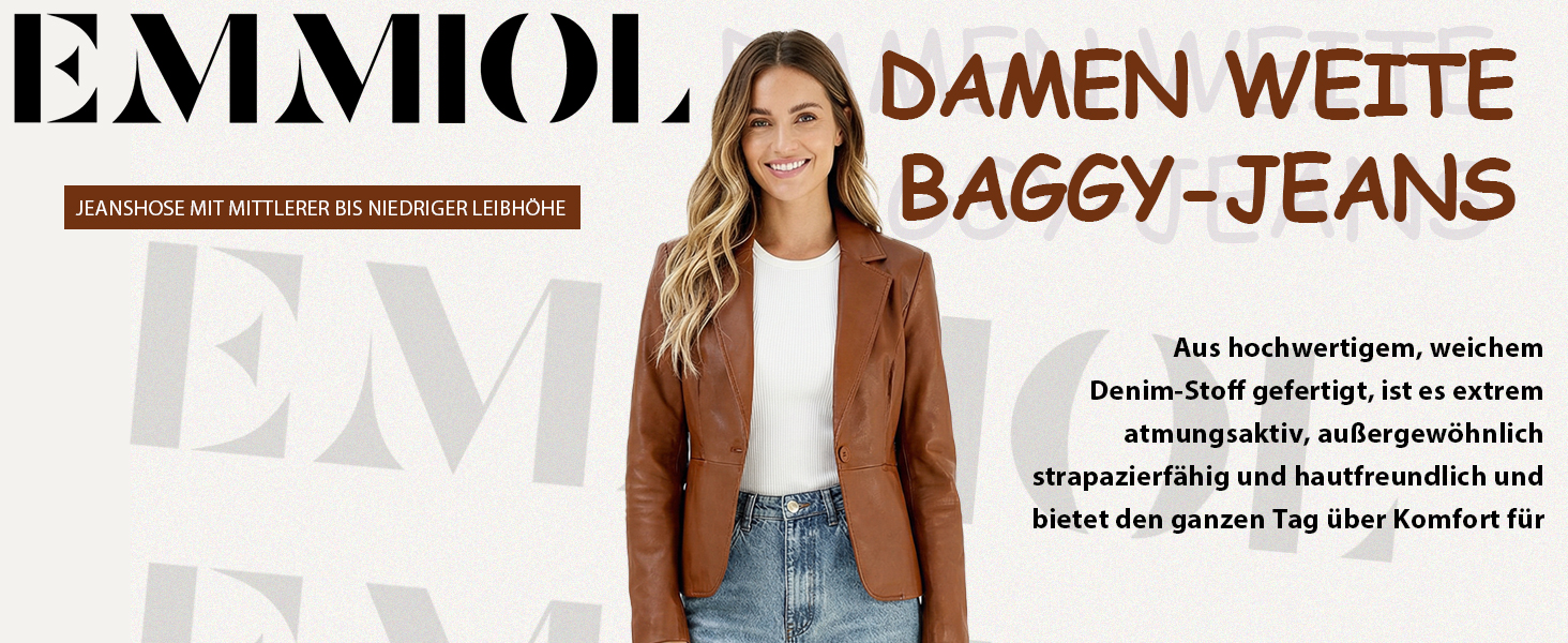 Джинси жіночі EMMIOL широкі прямі з середньою посадкою блакитні з ефектом потертості M