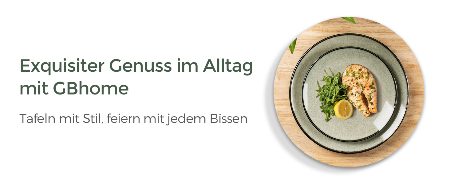Набір посуду з каменю GBhome на 6 осіб (18 предметів), ручна робота, реактивна глазур, мікрохвильова та посудомийна машини, набір тарілок та мисок Desret Salbei