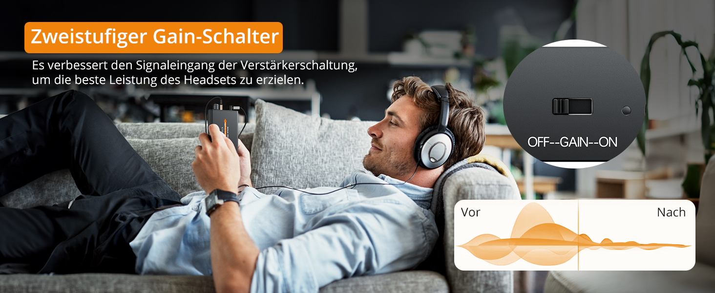 Портативний HiFi підсилювач для навушників Neoteck 3,5 мм, двоступеневий перемикач посилення, алюмінієвий корпус, чорний